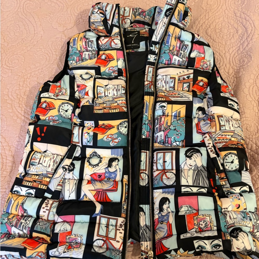 Gabby Isabella Comic Strip Snow Puffer Vest - Picture 2 of 9